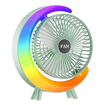 Mini Ventilador De Escritorio Portátil Irm Con Luz Led Multicolor Y Carga Usb 23.5 Cm 50hz/60hz Blanco Abs 3