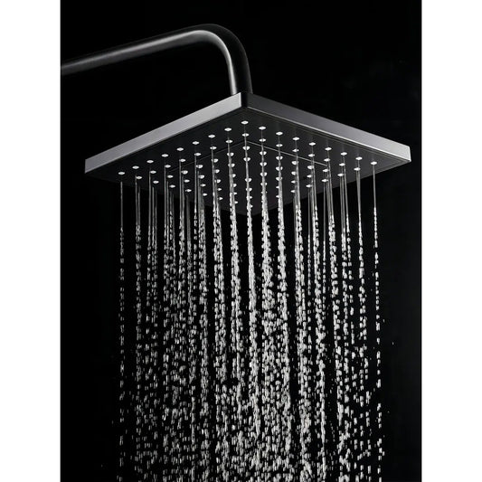 ×2 Ducha Columna Push Boton Ky20 Color Negro Mate 3 Engranajes 4 Funciones Plato De Ducha Rectangular 20x20cm