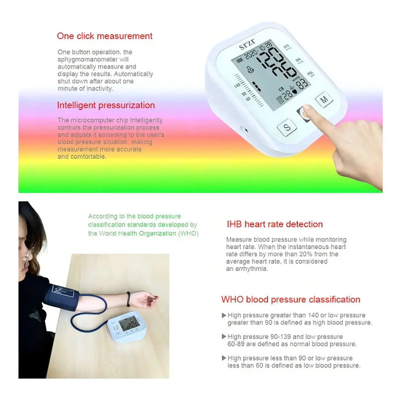 Tensiómetro Digital De Brazo Medidor Presion Arterial Pulso Color Blanco