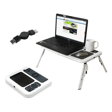 Mesa Portátil Para Notebook Plegable Doble Ventilador Base Mouse Hasta 15 Unico Color