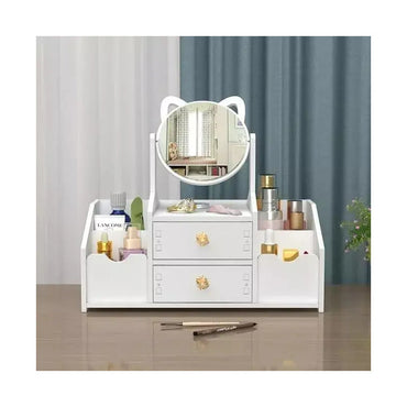 Organizador Maquillaje Espejo Con Orejas De Gato Color Blanco