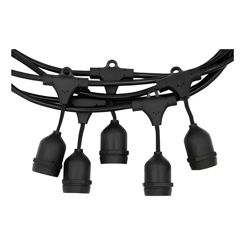 Guirnalda Led Exterior 10 Metros 10 Ampolletas Luz Amarilla Cable Negro Amarillo