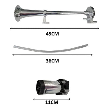 Marine Horn 45 Con Cuerno De Acero Inoxidable Cromado, 12 V, Camión, Barco, Autobús, Entre Otros, Con Compresor Cromo