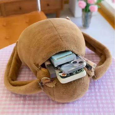 Mochila Capybara De Felpa Kawaii Viral Marrón Liso