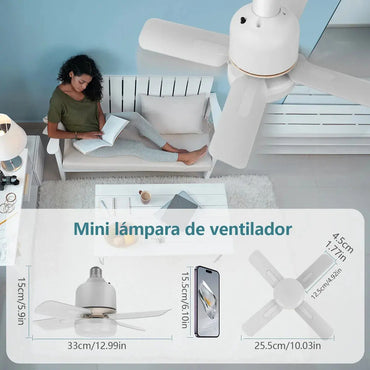 Lampara Ventilador Foco Mini Abanico De Techo Ventiladores Blanco