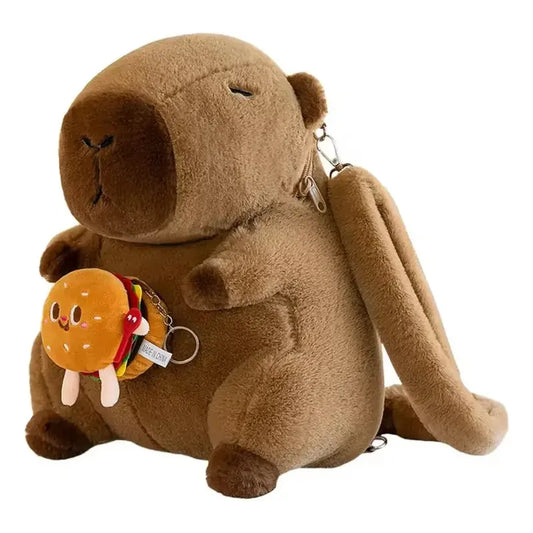 Mochila Capybara De Felpa Kawaii Viral Marrón Liso