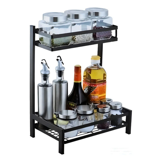 Rack Organizador Multifunción Para Especias 2 Niveles Color Negro