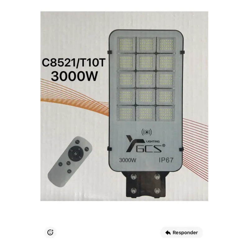 Foco Solar 3000w Led Potente Sensor + Control + Soporte Negro