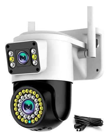 Cámara Wifi Seguridad Ip Exterior Doble Lente Wifi Exterior Blanco