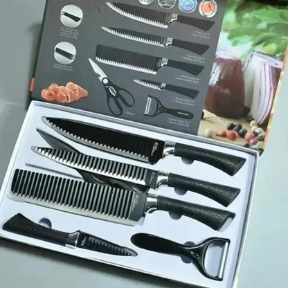 Set De Cuchillos Cocina Profesional Multiuso Tijera+pelador Negro