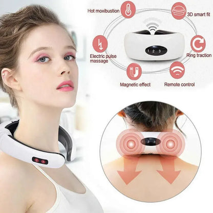 Masajeador De Cuello Eléctrico 3d Electrodo De Pulso Color Blanco