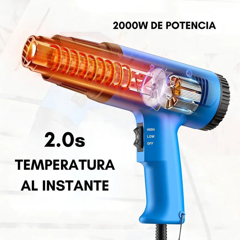 Pistola De Calor Aire Caliente 2000w 300-520 °c Magicstore Azul