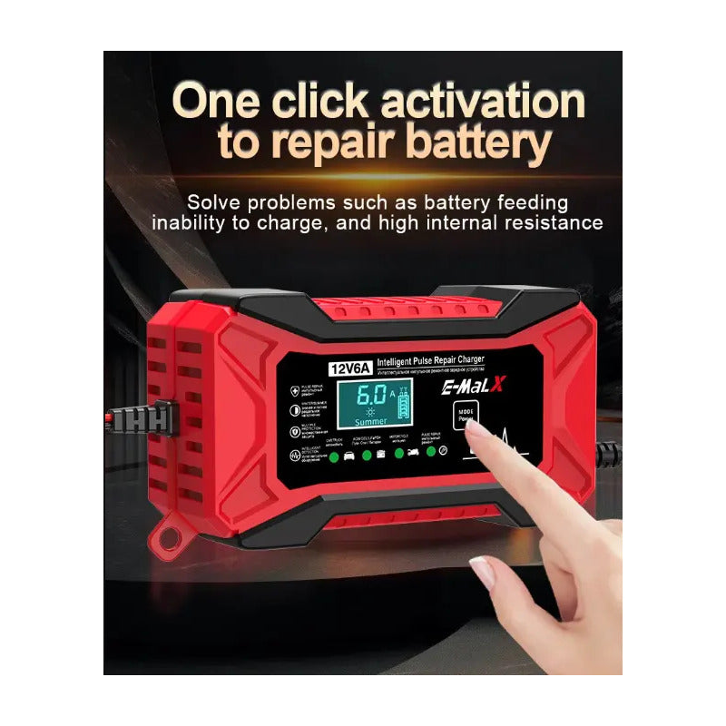 Cargador Inteligente Baterías 12v Autos Y Motos 6a Pantalla Digital