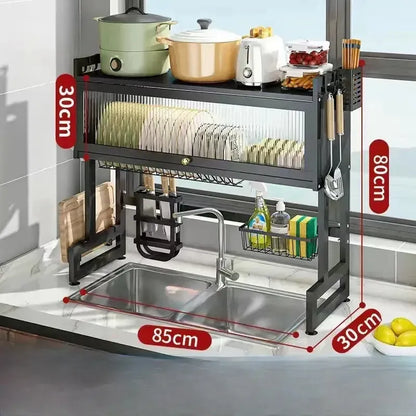 Escurridor Secador Loza Platos 2 Niveles Organizador 85cm Negro