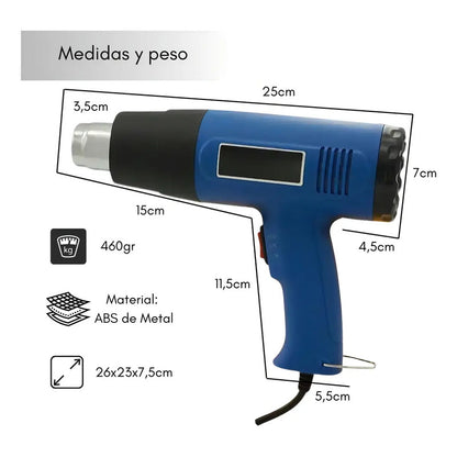 Pistola De Calor Aire Caliente 2000w 300-520 °c Magicstore Azul