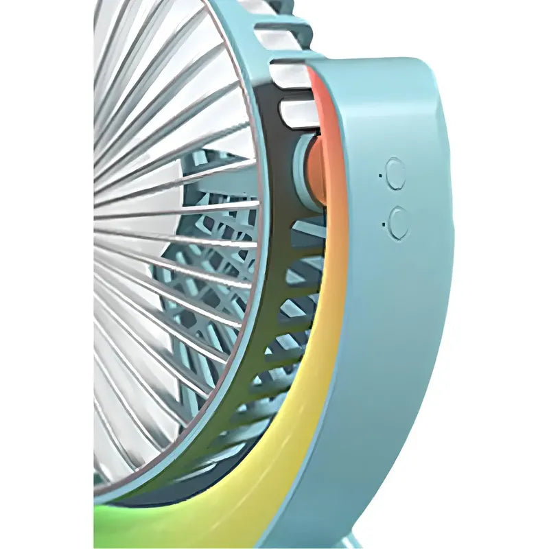 Mini Ventilador De Escritorio Portátil Irm Con Luz Led Multicolor Y Carga Usb 23.5 Cm 50hz/60hz Blanco Abs 3