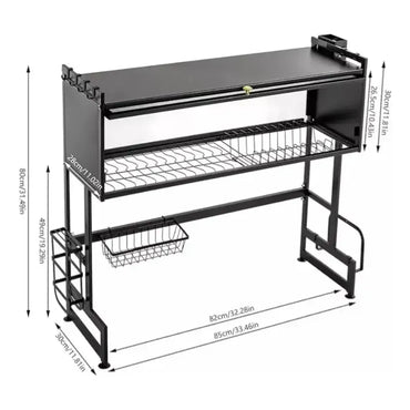 Escurridor Secador Loza Platos 2 Niveles Organizador 85cm Negro
