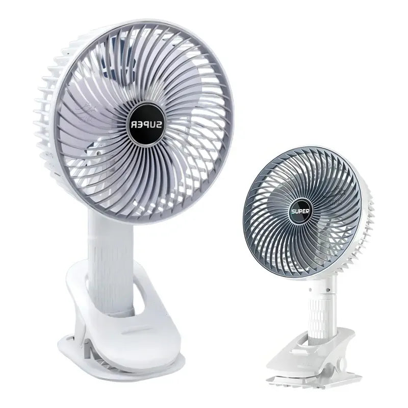 Miniventilador Super Usb Con Clip Silencioso 3 Velocidades Acero Blanco 49 Cm Plástico