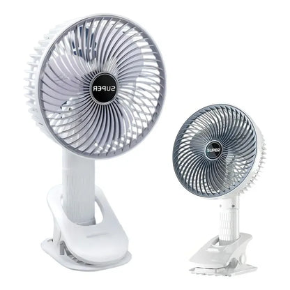 Miniventilador Super Usb Con Clip Silencioso 3 Velocidades Acero Blanco 49 Cm Plástico