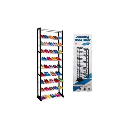 Rack Zapatero Organizador 30 Pares Tenis Zapatos 10 Niveles Color Negro