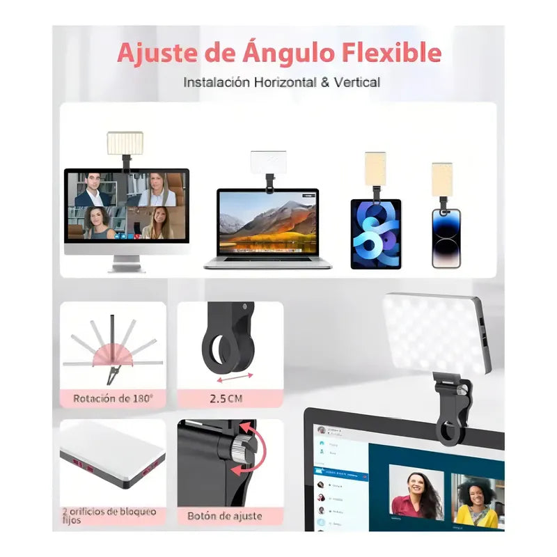 Luz De Video C¡mara Lám-para Con Clip Flash Paracelulares Blanco
