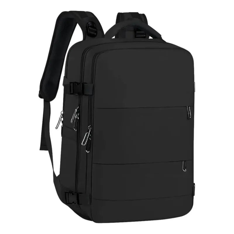 Mochila De Viaje Moderna Con Vial Para Zapatos Color Negro Diseño De La Tela Lisa