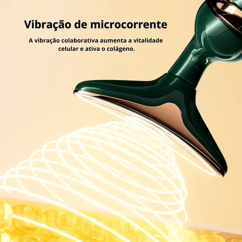 Masajeador Facial 3 En 1 Vibración Antiarrugas Recargable Verde Epsilon Verde Oscuro