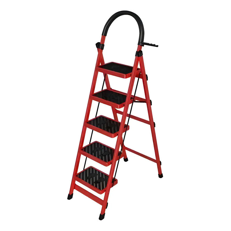 Escalera 5 Peldaño Escalones Plegable Antideslizante - Mli Color Rojo