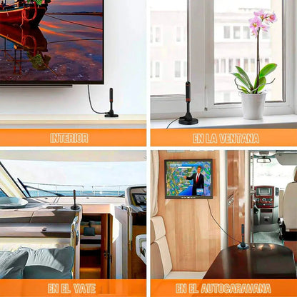 Antena Digital Para Tv De Exterior E Interior, Con Cable De 5 M Negro