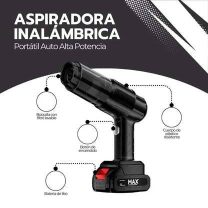 Aspiradora Inalámbrica Portátil Auto Alta Potencia 13000mah Negro