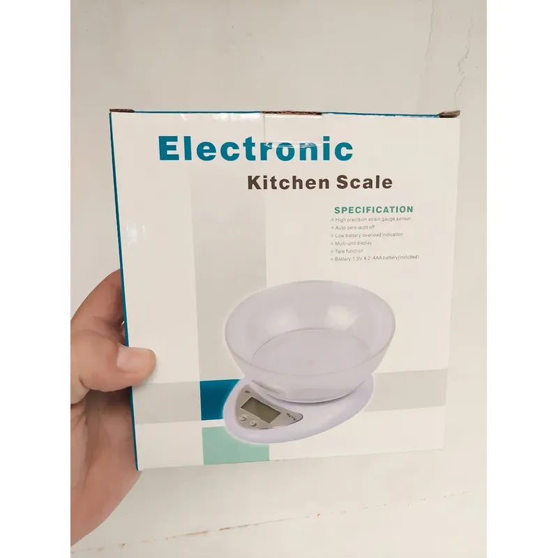 Pesa Digital Mini Gramera Recipiente Bowl Cocina 5 Kilos 1gr Capacidad Máxima 5 Kg Color Blanca Blanco