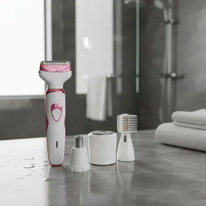 Depiladora Electrica Mujer, 4 En 1 Rasuradora Mujer Portátil Sin Dolor, Afeitadora Femenina Usb Recargable, Impermeable Ipx7, Apto Para Bikini, Axilas, Brazos Y Facial Blanco