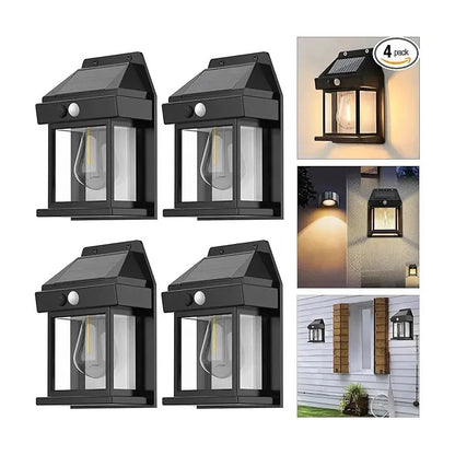 Pack De 4 Apliques Solares Keyifa Con Sensor De Movimiento Para Jardín Y Patio Negro