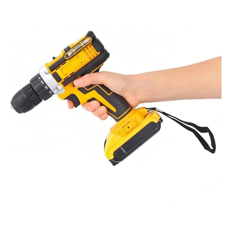 Taladro 24v Inalámbrico Recargable + 2 Baterias Color Amarillo Frecuencia 59-80