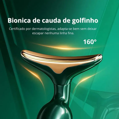 Masajeador Facial 3 En 1 Vibración Antiarrugas Recargable Verde Epsilon Verde Oscuro