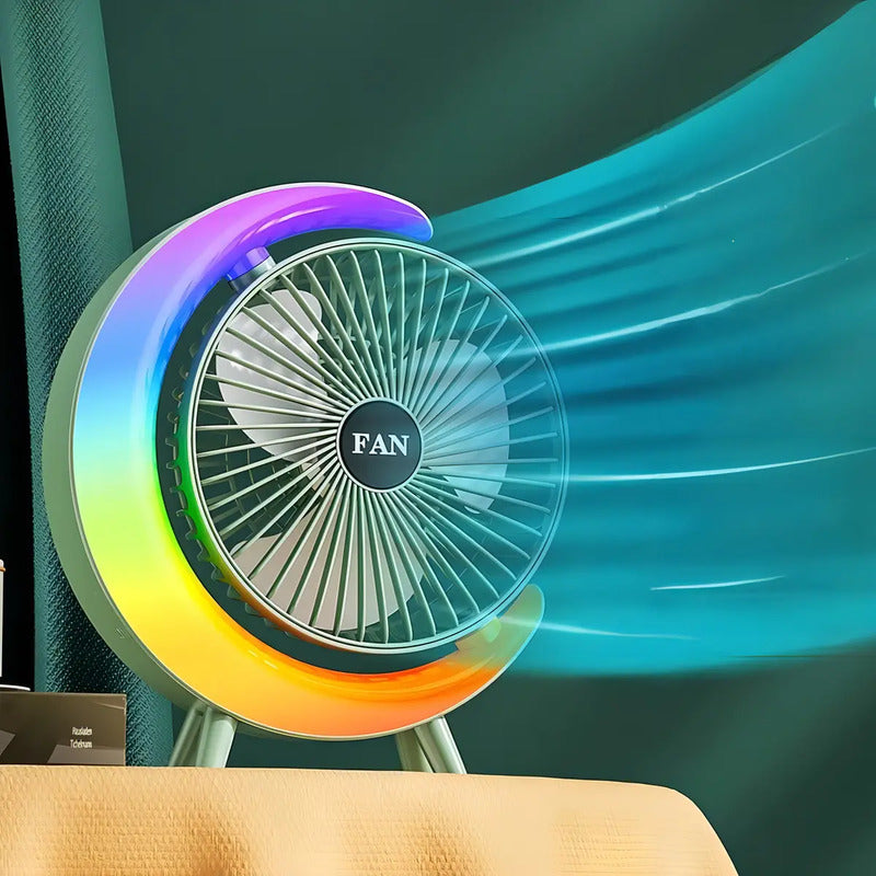 Mini Ventilador De Escritorio Portátil Irm Con Luz Led Multicolor Y Carga Usb 23.5 Cm 50hz/60hz Blanco Abs 3