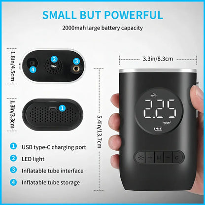 Inflador De Llantas Portable Compresor Carro Moto Balon Color Negro Fase Eléctrica Monofásica 52 Bits 110v/220v