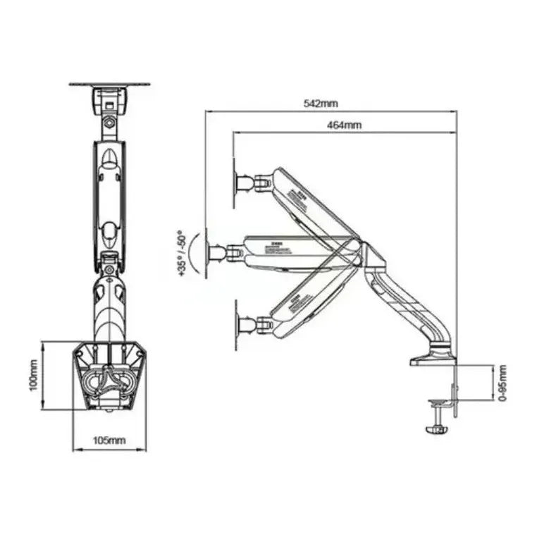 Soporte Articulado Kaloc Ds90 Para Monitor Mesa 17-32 Pulgadas Negro