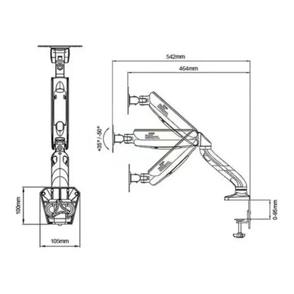 Soporte Articulado Kaloc Ds90 Para Monitor Mesa 17-32 Pulgadas Negro