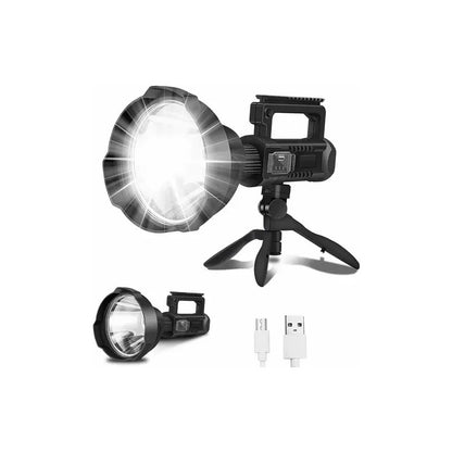 Foco Linterna Led Usb Recargable + Tripode Largo Alcance Color De La Linterna Negro Color De La Luz Frío