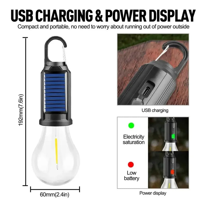 Pack X4 Ampolleta Solar / Recargable Usb Emergencia Portatil Blanco Cálido