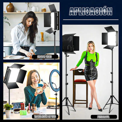 Panel Led Arcashopping Regulable Para Fotografía Y Video, 2500k A 6500k Negro Blanco Cálido