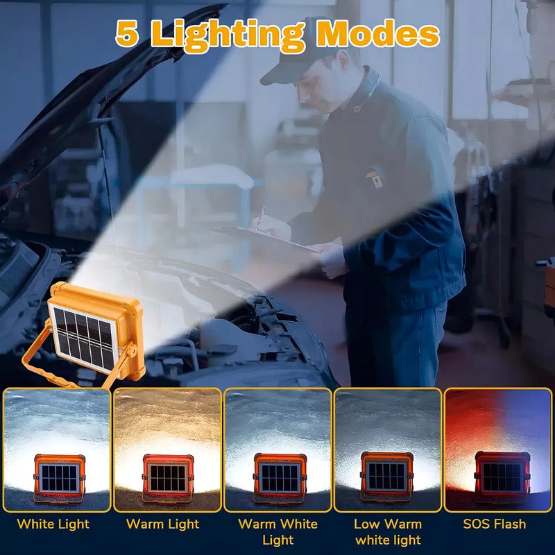 Lampara De Emergencia Foco Solar Recargable Led Camping Reflectores Roro Naranja