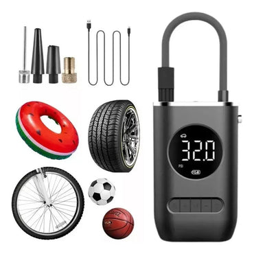 Inflador De Llantas Portable Compresor Carro Moto Balon Color Negro Fase Eléctrica Monofásica 52 Bits 110v/220v