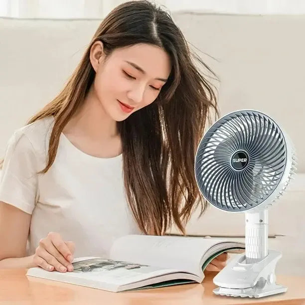 Miniventilador Super Usb Con Clip Silencioso 3 Velocidades Acero Blanco 49 Cm Plástico