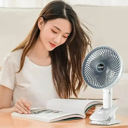 Miniventilador Super Usb Con Clip Silencioso 3 Velocidades Acero Blanco 49 Cm Plástico