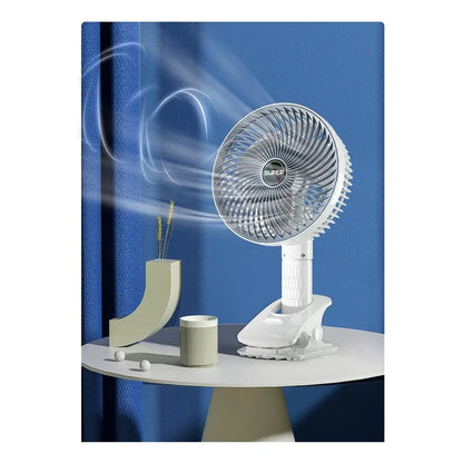 Miniventilador Super Usb Con Clip Silencioso 3 Velocidades Acero Blanco 49 Cm Plástico