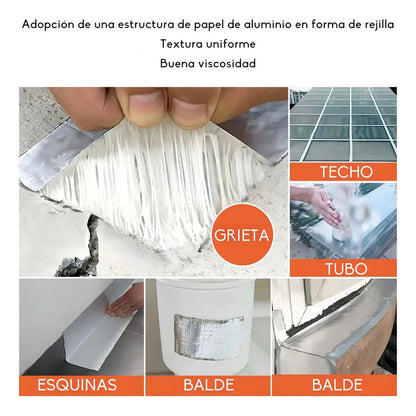 Adhesivo Cinta Tapagotera Techo Sellador Impermeabl 5cm X 5m Plateado