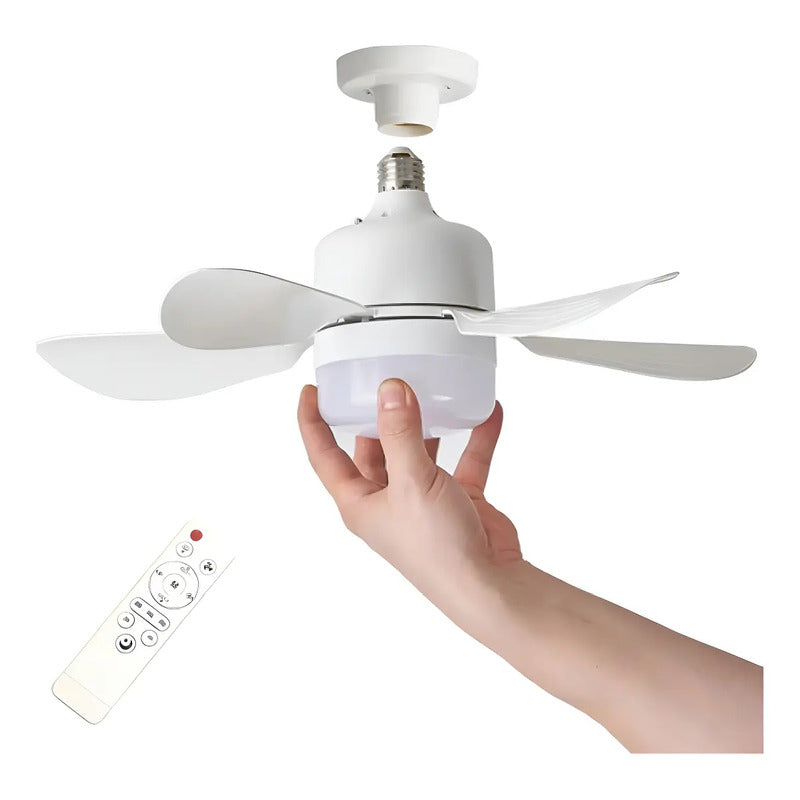 Ventilador De Techo Embassy Rosca E27 38w Led Control Remoto Blanco Plástico 4