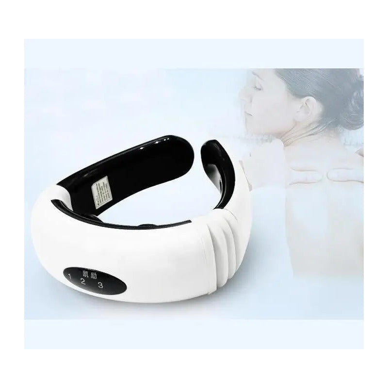 Masajeador De Cuello Eléctrico 3d Electrodo De Pulso Color Blanco